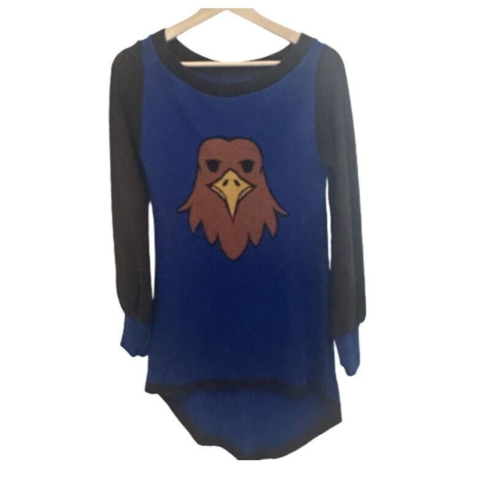 Elhoffer Design Sweater Everyday Witch Collection Eagle Blue Brown Womens XS/S